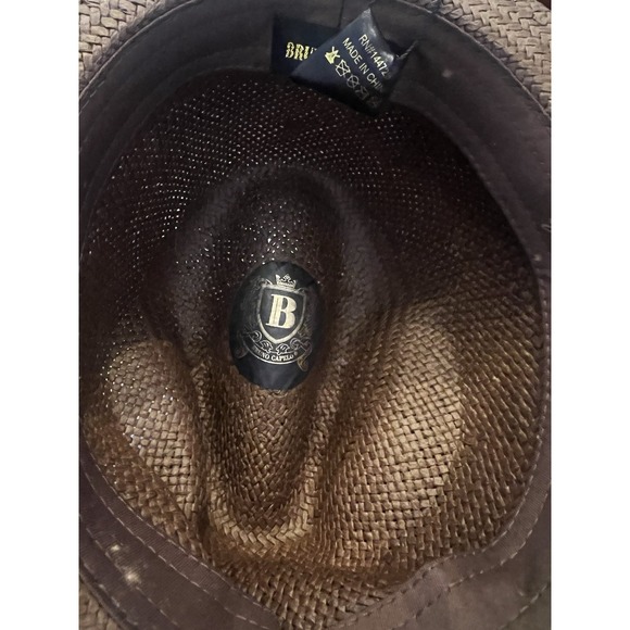 NWT Bruno Capelo Men's Straw Fedora Hat XL Brown w/ Feather – 7 1/4-7 3/8 - Picture 4 of 5